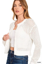 Women's Lightweight Crochet Button Cardigan