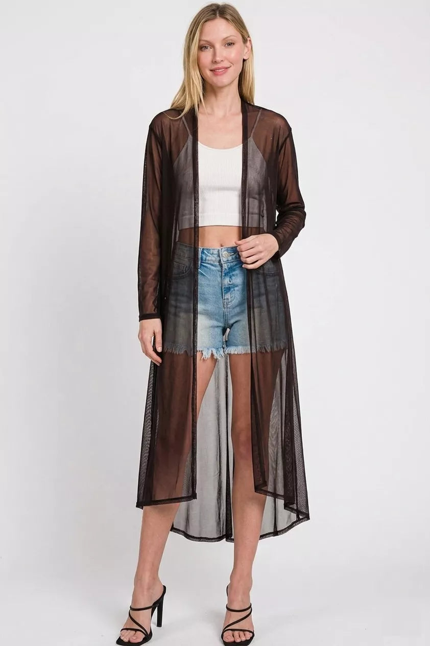 Women's Mesh Open-Front Cardigan