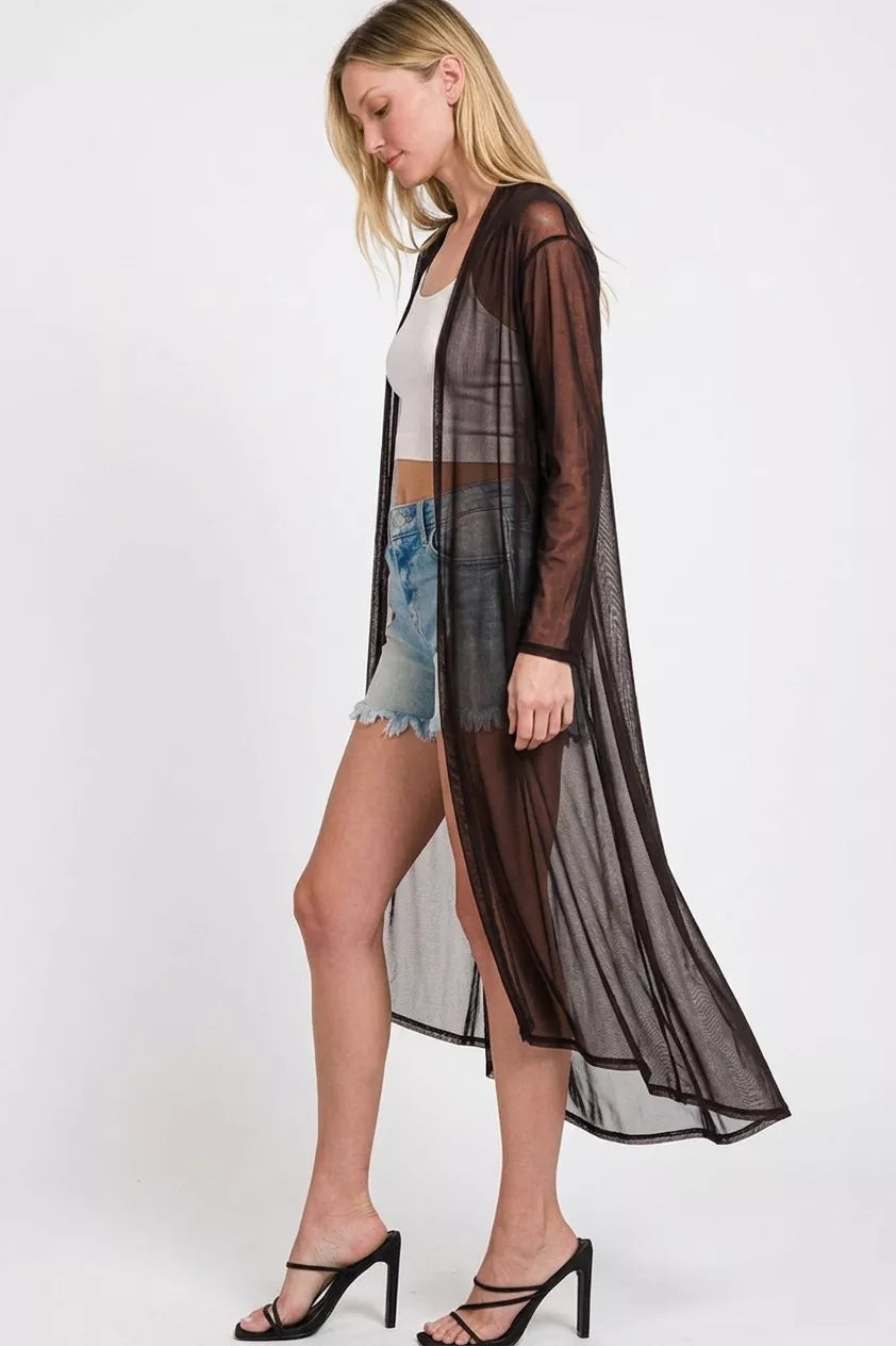 Women's Mesh Open-Front Cardigan