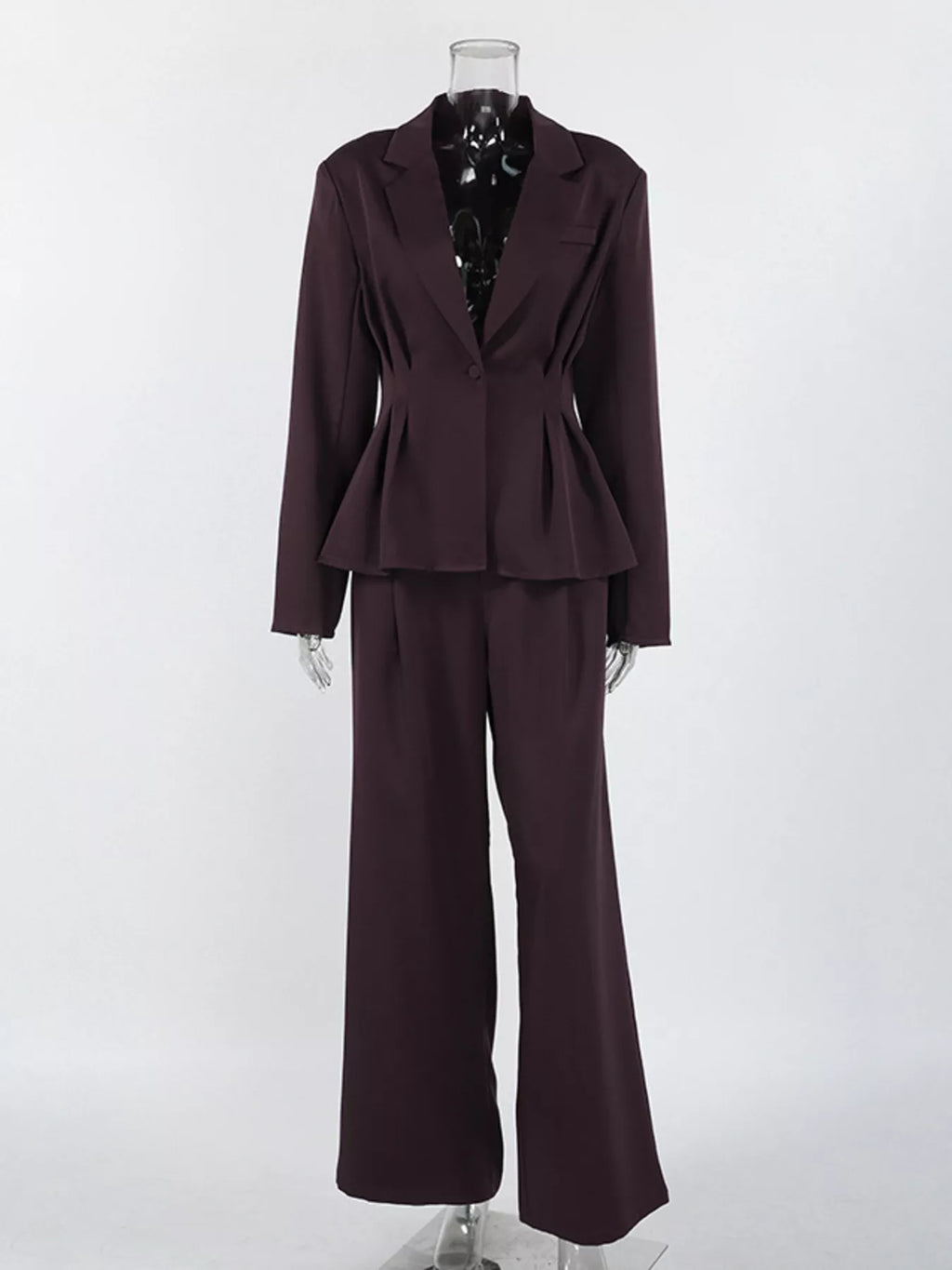 Women's One-Button Blazer and Wide-Leg Pants Set