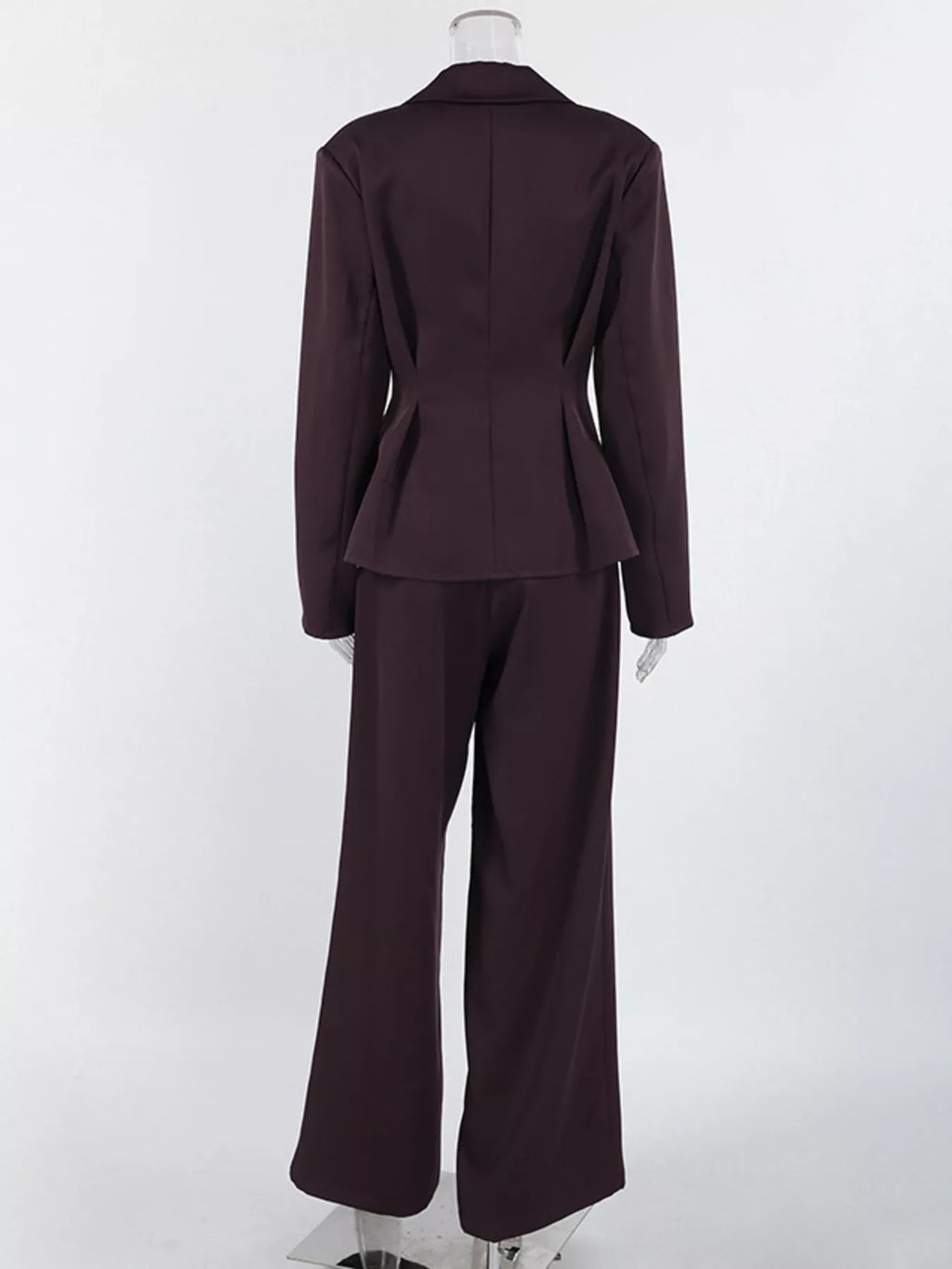 Women's One-Button Blazer and Wide-Leg Pants Set