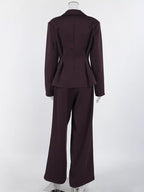 Women's One-Button Blazer and Wide-Leg Pants Set