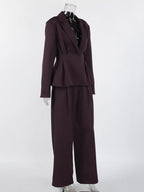 Women's One-Button Blazer and Wide-Leg Pants Set