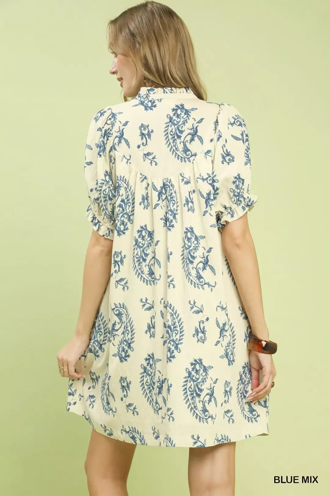 Women's Paisley Scallop-Trim Dress