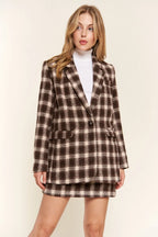 Women's Plaid One-Button Blazer