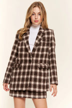 Women's Plaid One-Button Blazer