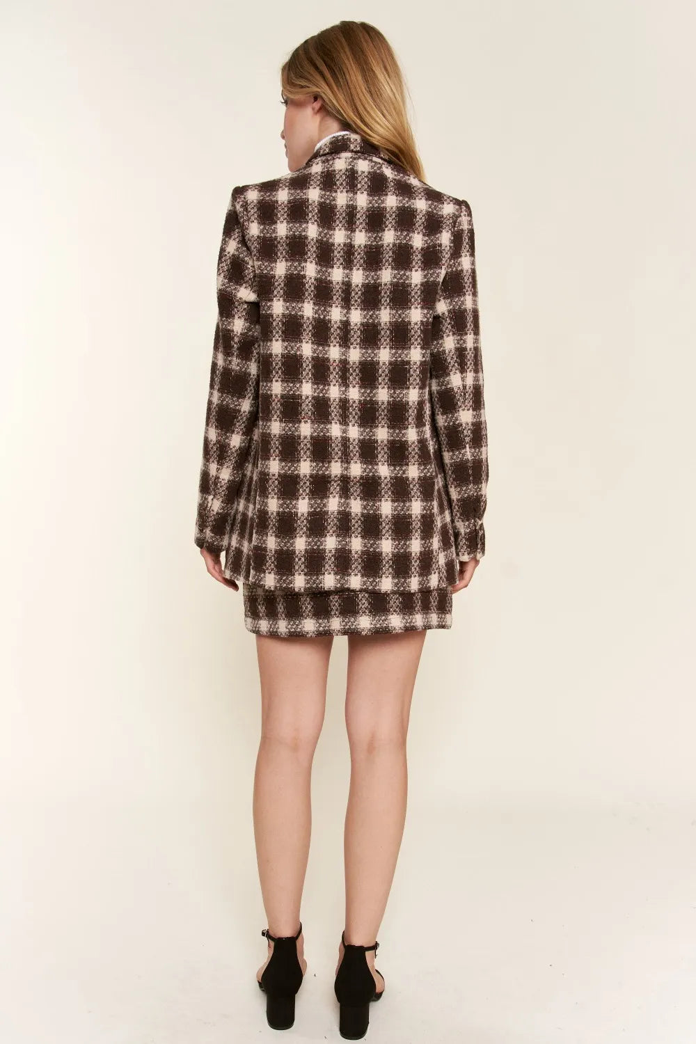 Women's Plaid One-Button Blazer