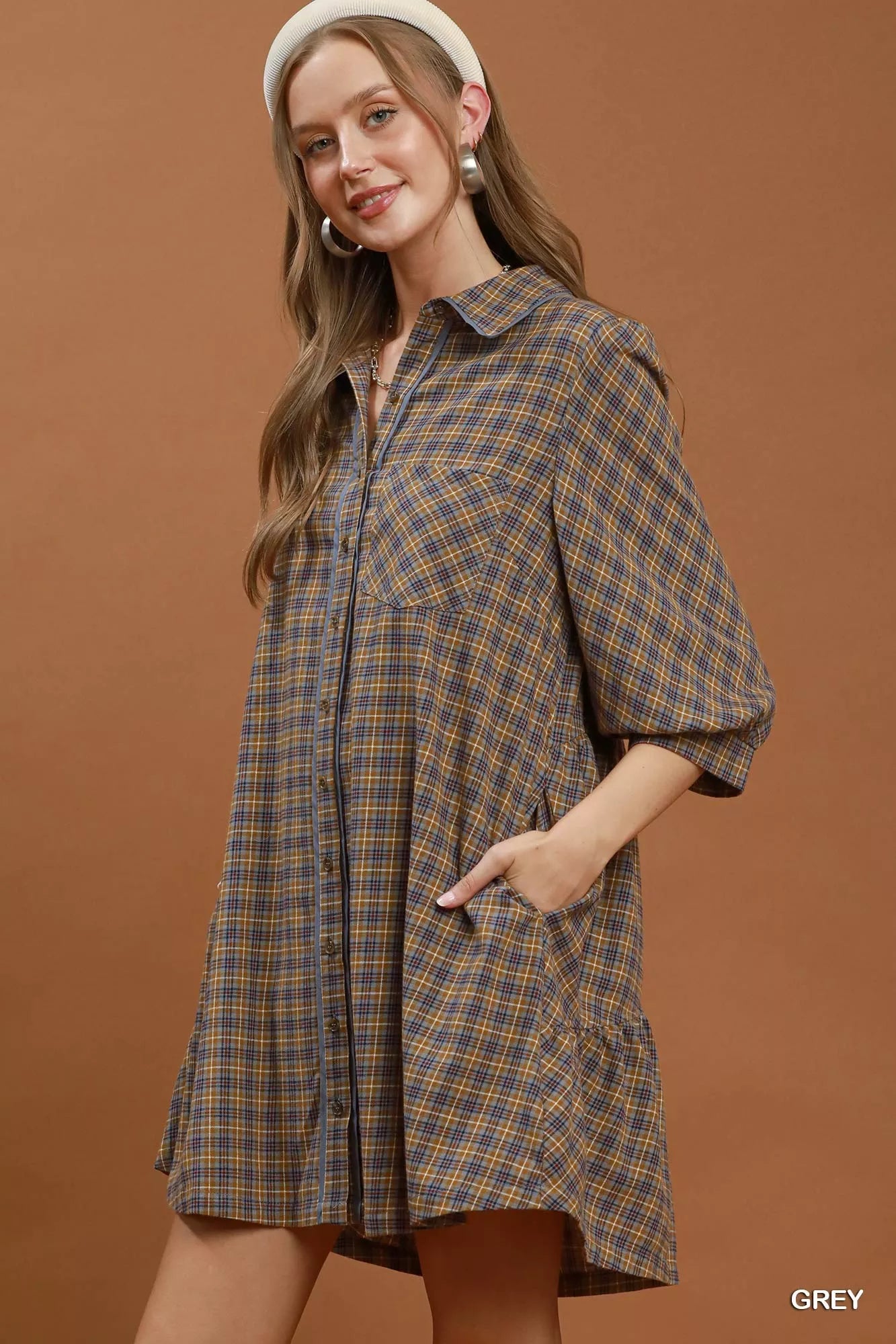 Women's Plaid Oversized Shirt Dress