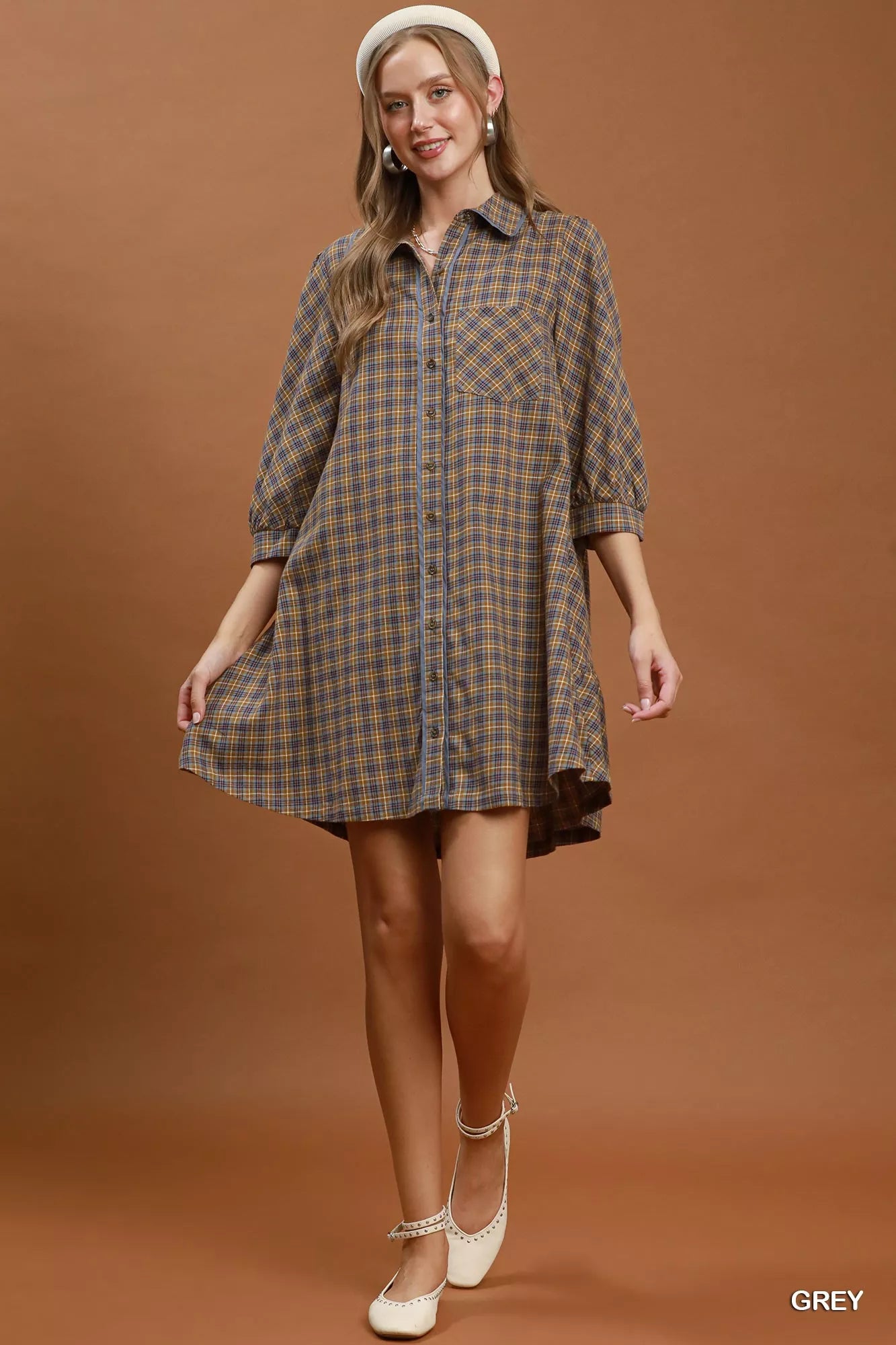 Women's Plaid Oversized Shirt Dress