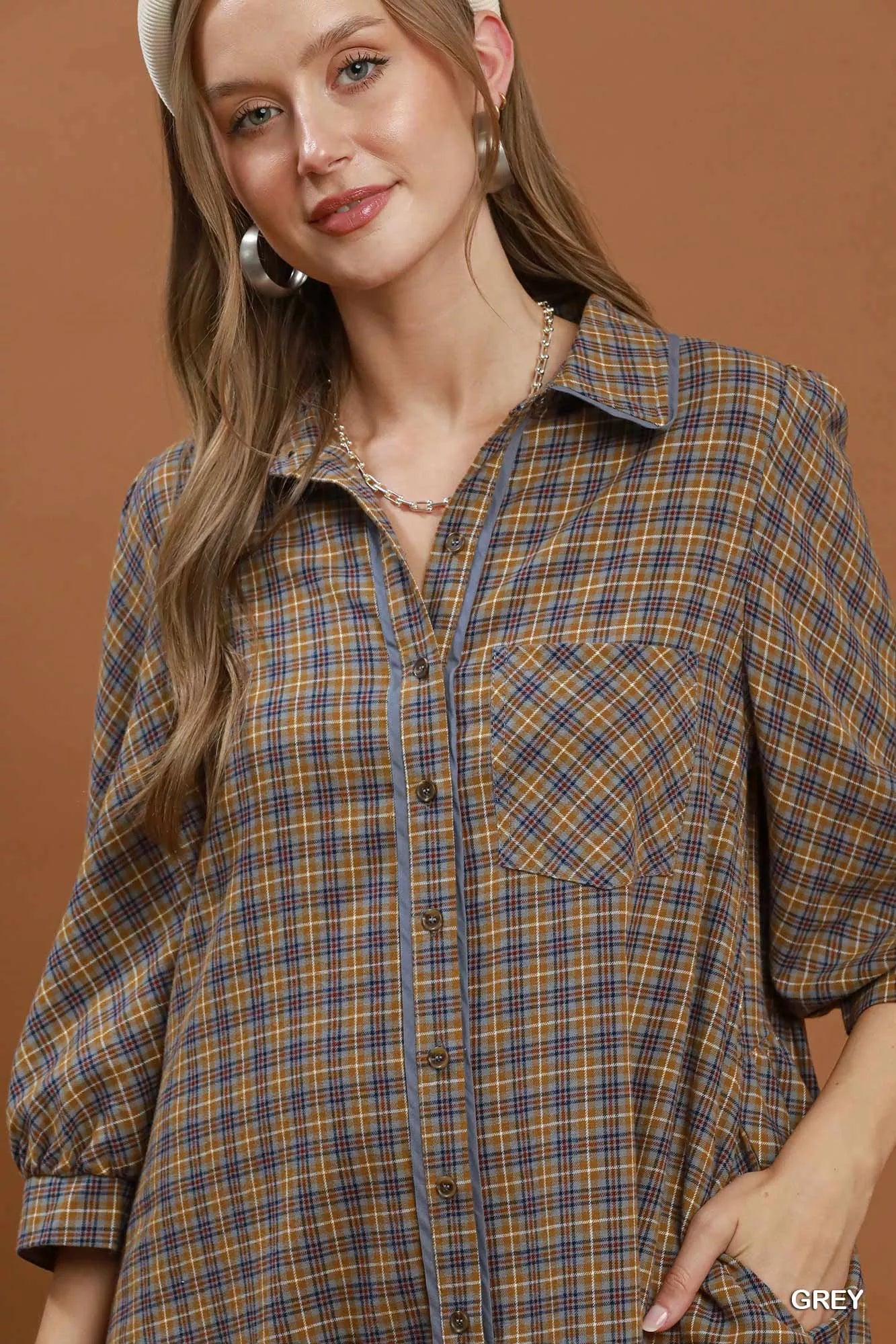 Women's Plaid Oversized Shirt Dress