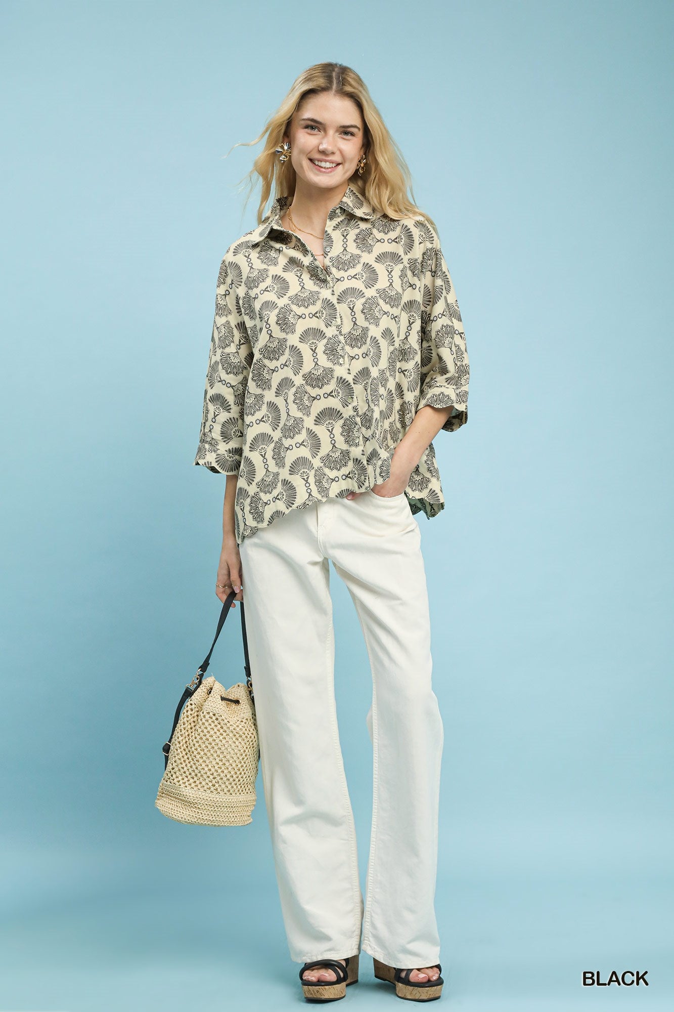 Women's Printed Button-Front Shirt