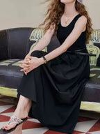 Women's Round-Neck Sleeveless Midi Dress