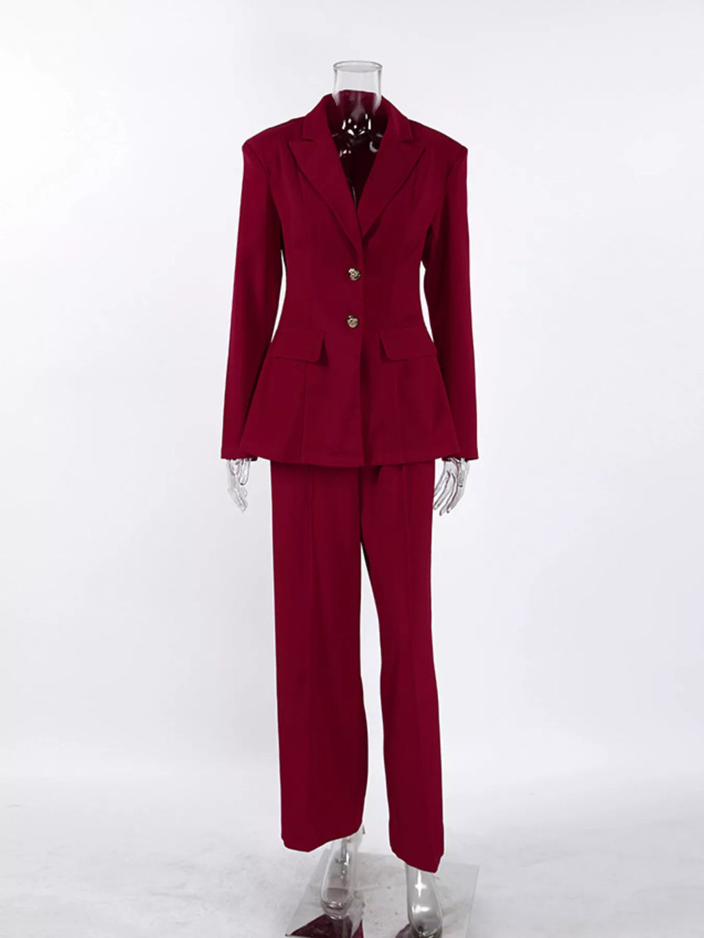 Women's Single-Breasted Blazer and Wide-Leg Pants Set