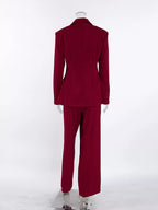 Women's Single-Breasted Blazer and Wide-Leg Pants Set
