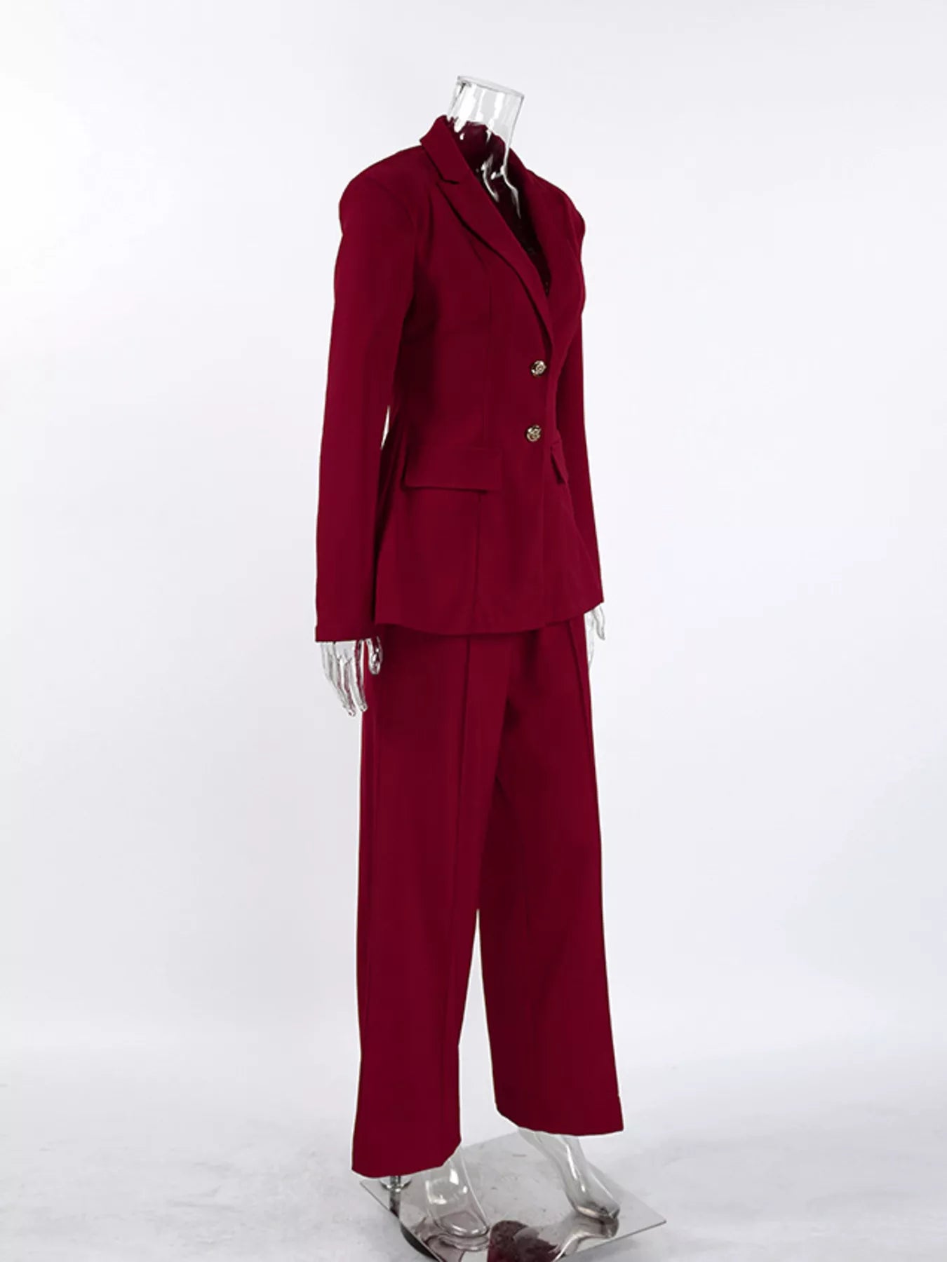 Women's Single-Breasted Blazer and Wide-Leg Pants Set