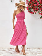 Women's Smocked One-Shoulder Midi Dress