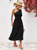 Women's Smocked One-Shoulder Midi Dress