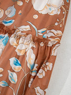 Women's Smocked Printed Tiered Long-Sleeve Dress