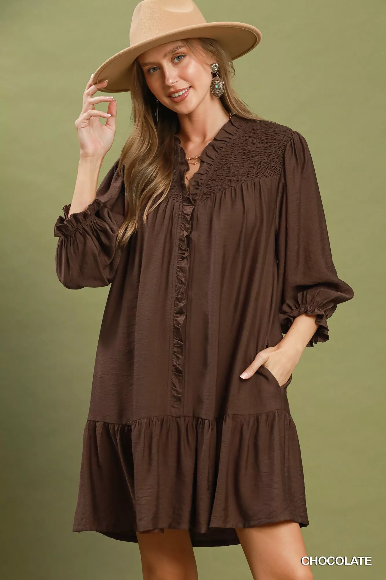 Women's Smocked Ruffle Tiered Mini Dress