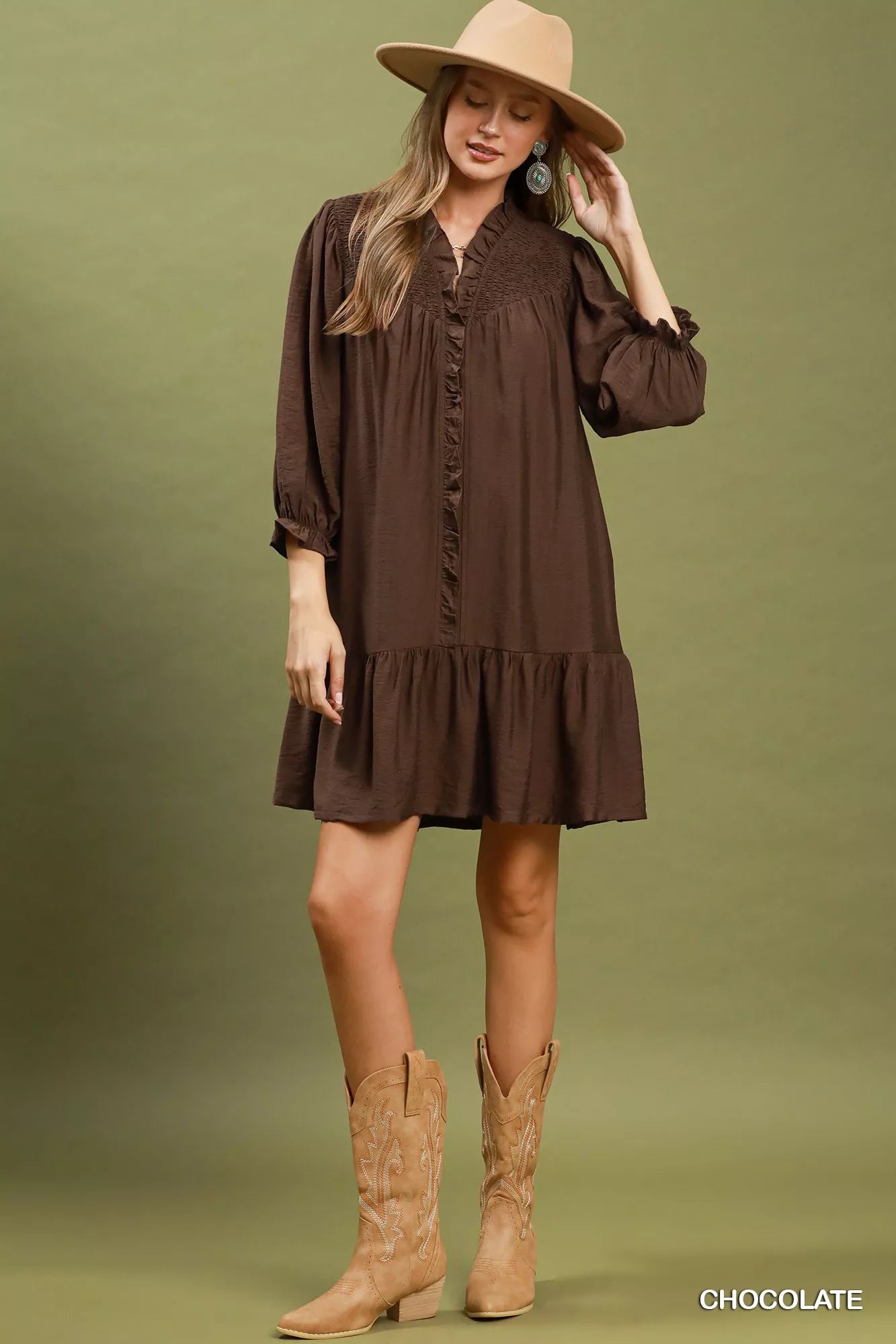 Women's Smocked Ruffle Tiered Mini Dress
