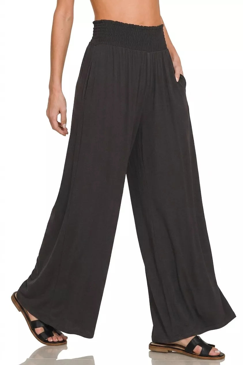 Women's Smocked-Waist Palazzo Pants