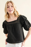 Women's Square-Neck Ruffle Blouse