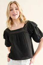 Women's Square-Neck Ruffle Blouse