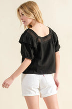 Women's Square-Neck Ruffle Blouse