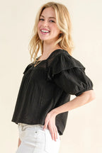 Women's Square-Neck Ruffle Blouse