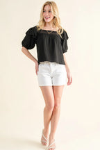 Women's Square-Neck Ruffle Blouse