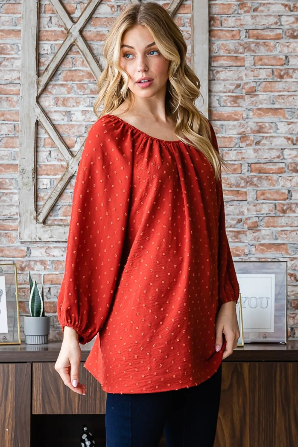 Women's Swiss Dot Off-Shoulder Top