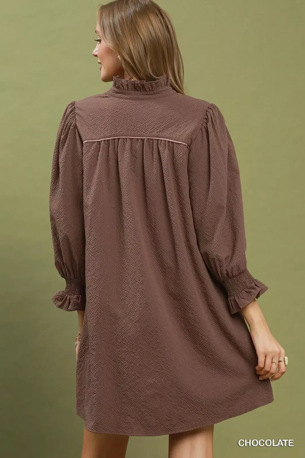 Women's Textured Puff-Sleeve Mini Dress
