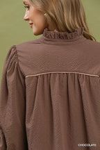 Women's Textured Puff-Sleeve Mini Dress