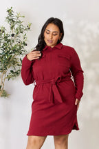 Women's Tie-Front Half-Zip Shirt Dress