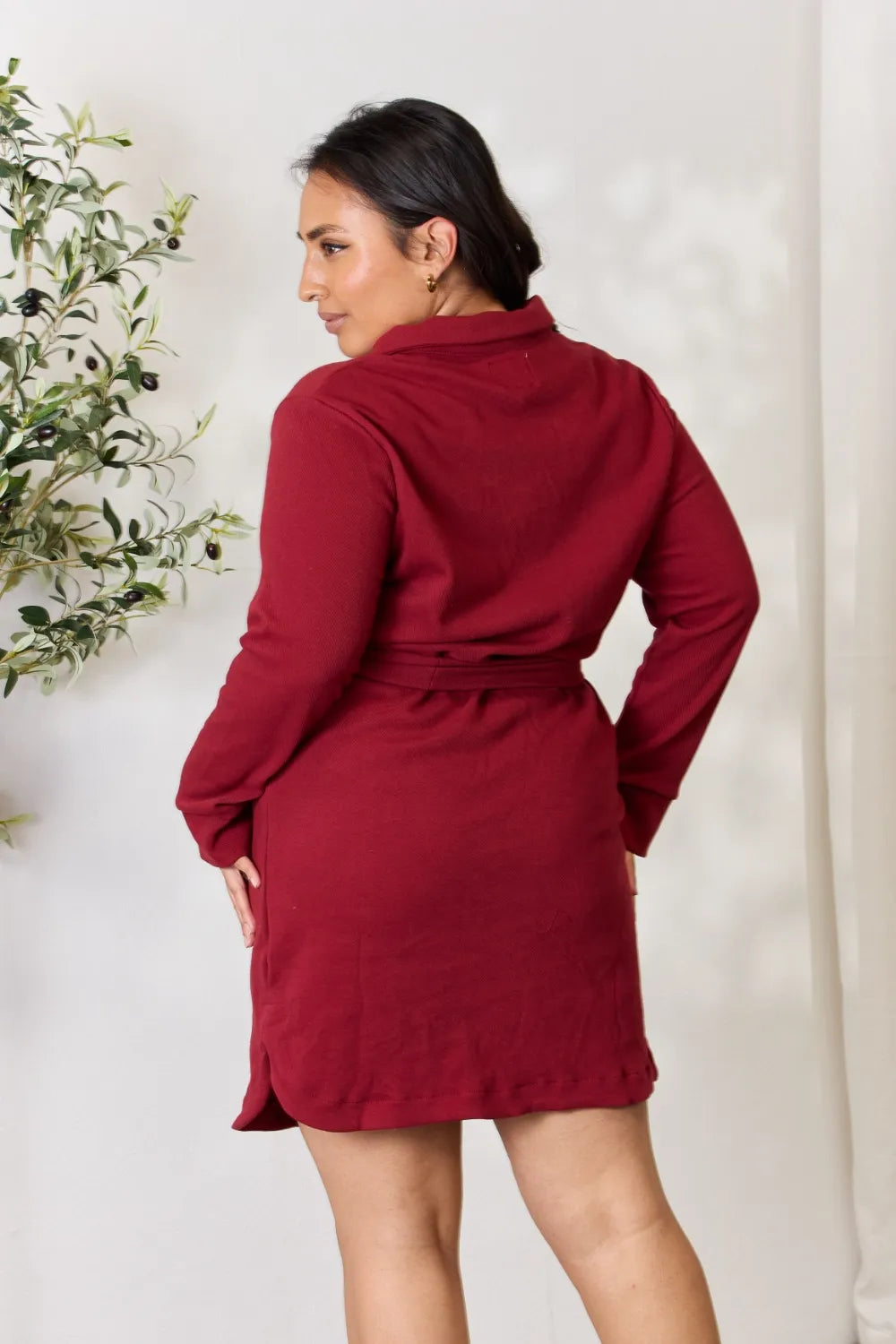 Women's Tie-Front Half-Zip Shirt Dress