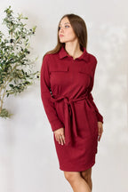 Women's Tie-Front Half-Zip Shirt Dress
