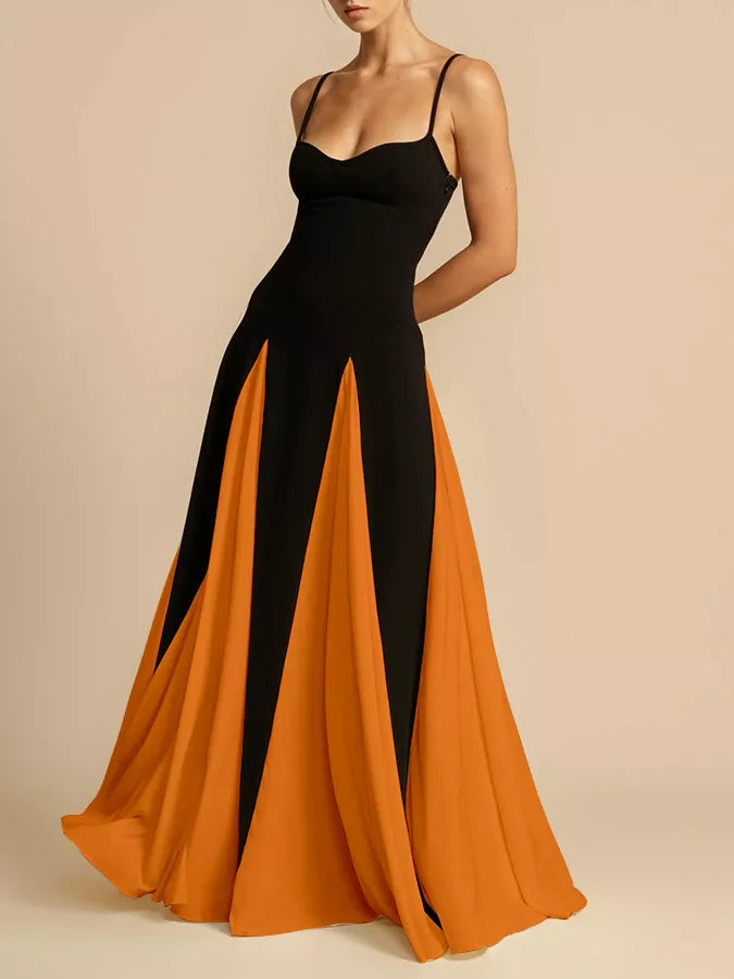 Women's Two-Tone Flowing Maxi Dress