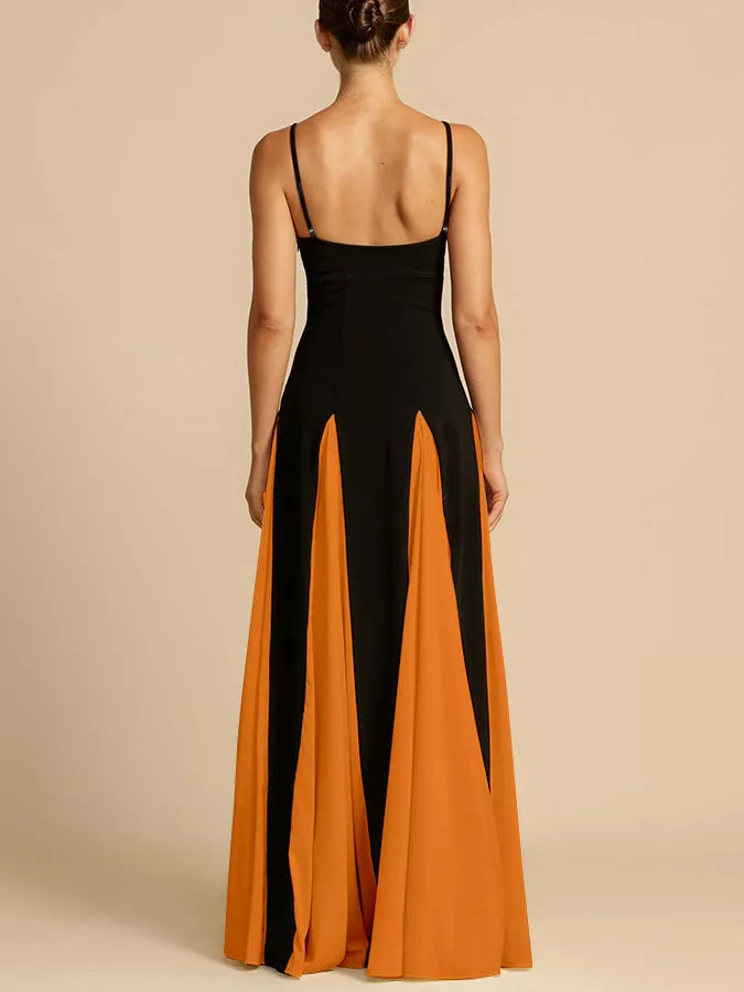 Women's Two-Tone Flowing Maxi Dress