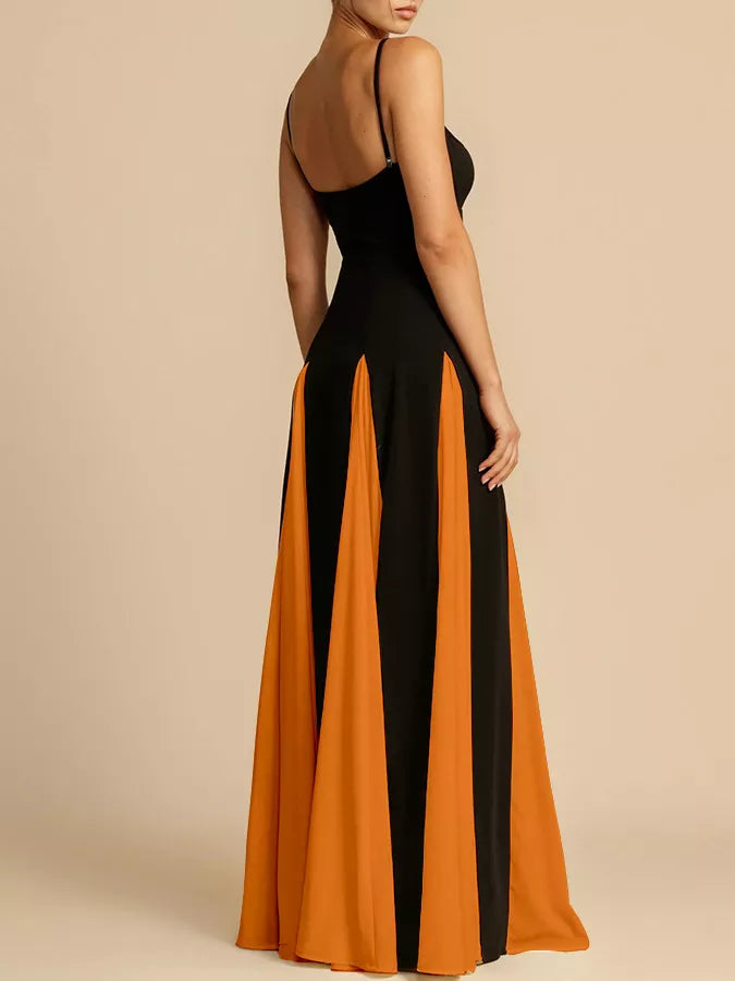 Women's Two-Tone Flowing Maxi Dress