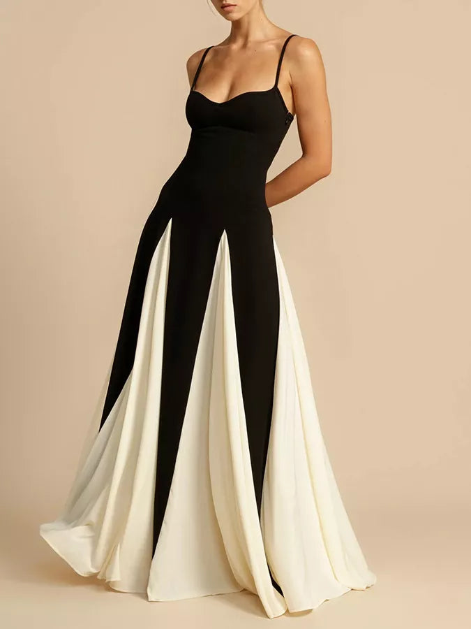 Women's Two-Tone Flowing Maxi Dress