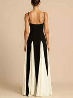 Women's Two-Tone Flowing Maxi Dress