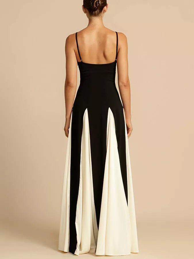 Women's Two-Tone Flowing Maxi Dress