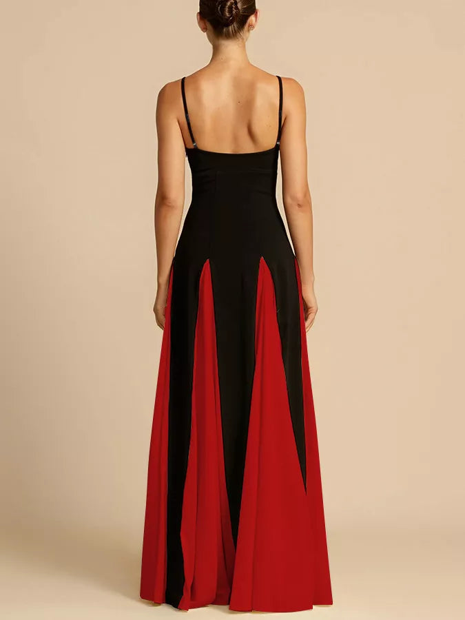 Women's Two-Tone Flowing Maxi Dress