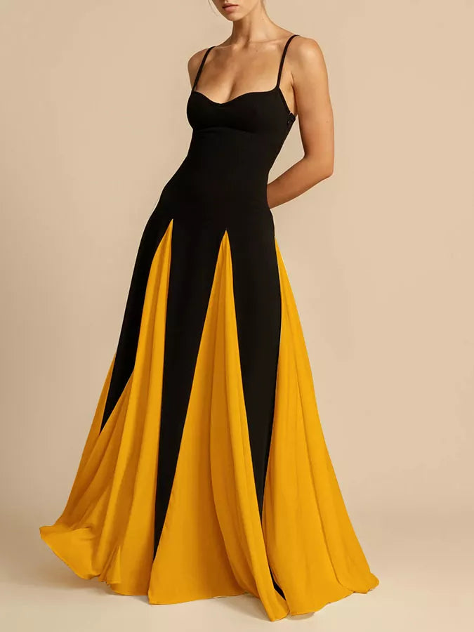 Women's Two-Tone Flowing Maxi Dress