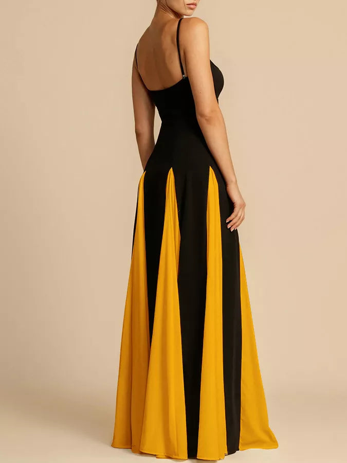 Women's Two-Tone Flowing Maxi Dress