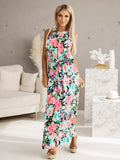 Belted Printed Sleeveless Maxi Dress - Vellaya Lane
