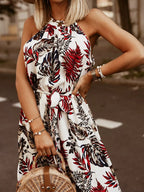 Belted Printed Sleeveless Maxi Dress detail view 08 - Vellaya Lane