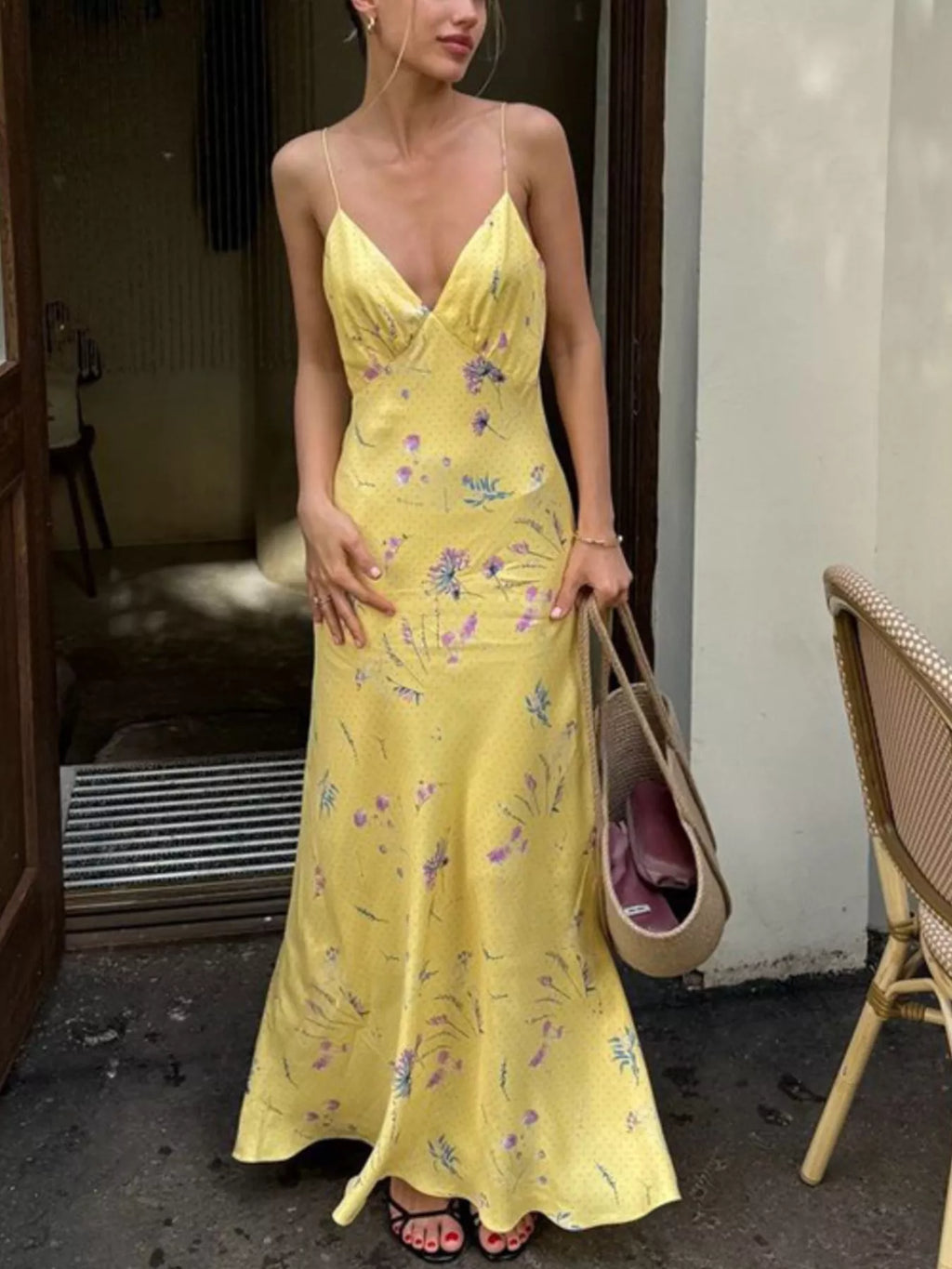 Floral Spaghetti-Strap Maxi Dress - Vellaya Lane