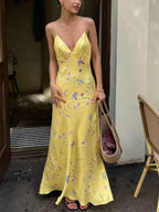 Floral Spaghetti-Strap Maxi Dress - Vellaya Lane