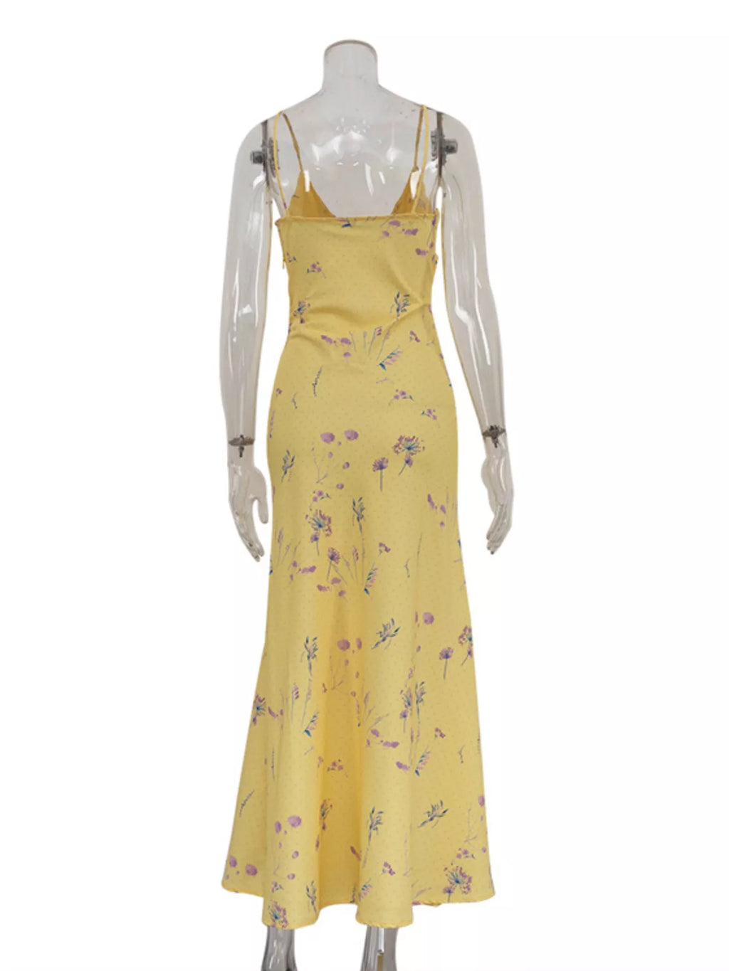 Floral Spaghetti-Strap Maxi Dress detail view 07 - Vellaya Lane